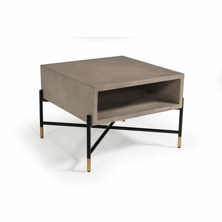 GFANCY FIXTURES Modern Gray Concrete & Black Metal Coffee Table GF3096041